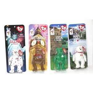Ty Beanie Babies Lot 4 Britannia Glory Maple Erin Bears Mcdonalds Vintage 1999